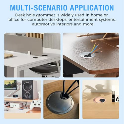 Desk Grommet 2-3/8" (60 mm), Desk Cord Hole Cover, Cable Grommet Metal Zinc Alloy Materilal, Desk Hole Grommet for Office and Home Table Cable, Detachable Cable Cord Organizer (Bright Silver 1 Pcs) - size: 2-3/8" (60 mm), style: Bright Silver