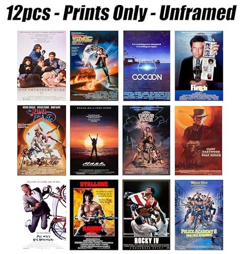 ArtDirect GalleryPack Wall Art – 12 Unframed 8x12 Movie Poster Prints from 1985, Collectible Décor for Home or Office - color: 1985 Movie Pack