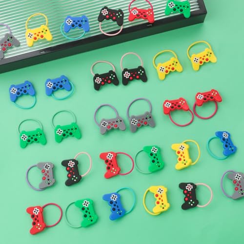 36PCS Video Game Hair Ties for Women Girls, Elastic Hair Ties Ponytail Holder Controller Hair Accessories Videos Gaming Party Favor (Video)