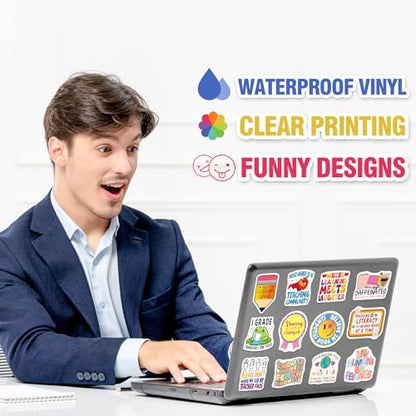 SigyoJeom 200PCS Funny Teacher Stickers, Waterproof Educator Quote Vinyl Stickers for Laptop Water Bottle Planner Journal, Teacher Appreciation Gifts Bulk for Adults Coworkers