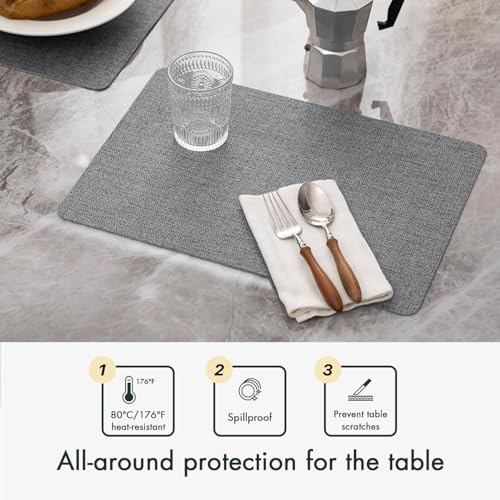 Baroyal Faux Leather Placemats Set of 6 Vinyl Washable Wipeable Table Mats for Kitchen Dining Table Heat Resistant Waterproof Modern Indoor/Outdoor Placemats Non-Slip Easy Clean Place Mats (Stargaze) - color: C-stargaze