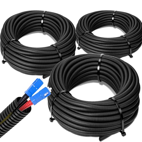 Sasylvia 1/4", 1/2", 3/8" x 15 ft Split Wire Loom Tubing Automotive Wire Loom Assortment Split Cable Sleeves Bulk Flexible Electrical Conduit Protective Kit - size: 1/4", 1/2", 3/8" X 15 ft