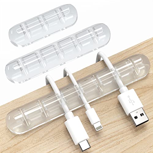 INCHOR Cord Organizer, Clear Cable Organizer Cord Holder, Wire Organizer USB Cable Management Cord Keeper, 3 Packs Cable Clips for Car Home and Office (7, 5, 3 Slots) - color: Clear