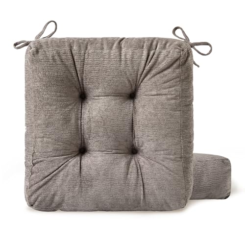 Chair Cushions for Dining Chairs, Seat Cushions for Kitchen Chairs | Chair Pads with Ties and Non Slip Backing (2, Light Taupe, 16.5 x 16.5 x 4 inches) - color: Light Taupe, size: 16.5 x 16.5 x 4 inches