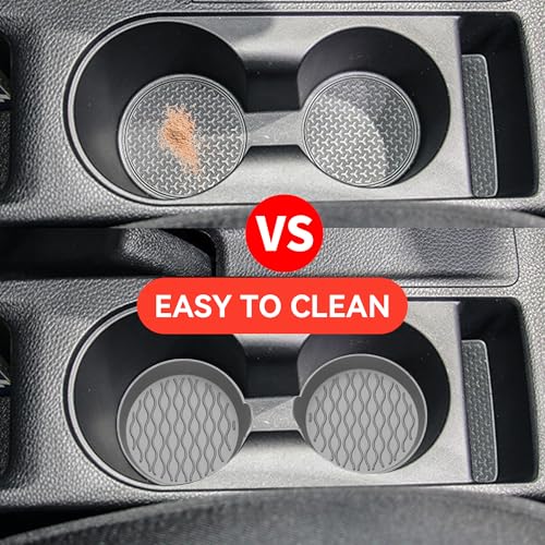 4PCS Car Cup Holder Coasters, Universal Silicone Non-Slip Insert Cup Coasters, Soft Wave Pattern Cup Holders, Car Interior Accessories for SUV, Truck, RV (Gray) - color: Gray