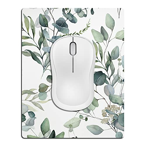 Small Mouse Pad Cute, Mini Mouse Pads for Wireless Mouse and Laptop, Travel Mousepads with Designs - Watercolor Green Leaves, Portable Mousepad with Non-Slip Rubber Base - 5.5 x 7 in - color: Watercolor Green Leaves, size: 7L x 5.5W inches