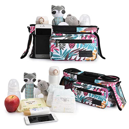 Momcozy Universal Stroller Organizer, 2 Insulated Cup Holders, Removable Zip Pocket, Adjustable Straps, Large Capacity Baby Essentials Compact Design, Fits Any Stroller (Multicolor) - color: Multicolor