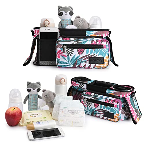 Momcozy Universal Stroller Organizer, 2 Insulated Cup Holders, Removable Zip Pocket, Adjustable Straps, Large Capacity Baby Essentials Compact Design, Fits Any Stroller (Multicolor) - color: Multicolor