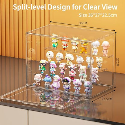 Acrylic Collectible Display Box Transparent Figure Display Box, with Magnetic Door, Stackable Design Dustproof Mini Figure Display Stand Display Organizer Countertop with Adjustable Shelves - size: Fourth floor