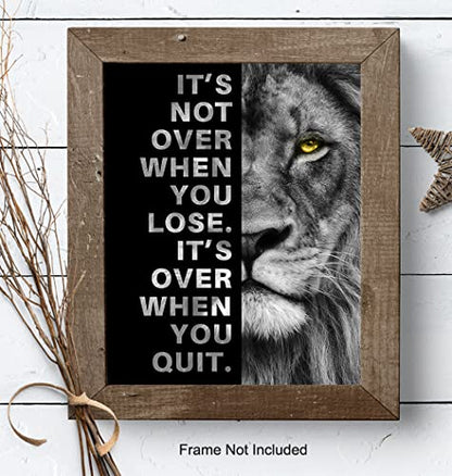 YELLOWBIRD ART & DESIGN Motivational Wall Art & Decor - Positive Quotes - Motivational poster - Office Wall Art - Lion Wall Decor Inspiration Motivation Man cave Gym Wall Decor for Men - size: 8"L x 10"W, style: Unframed
