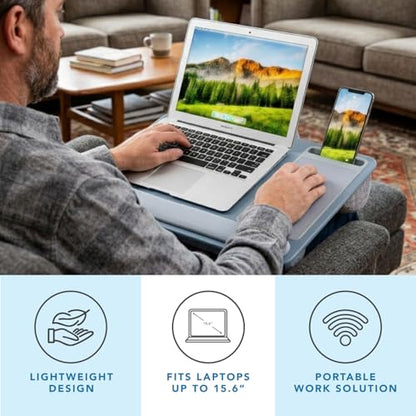 LAPGEAR Home Office Pro Lap Desk with Wrist Rest, Mouse Pad, and Phone Holder - Slate Blue - Fits up to 15.6 Inch Laptops - Style No. 91623 - color: Slate Blue, size: Home Office Pro W/Wrist Rest