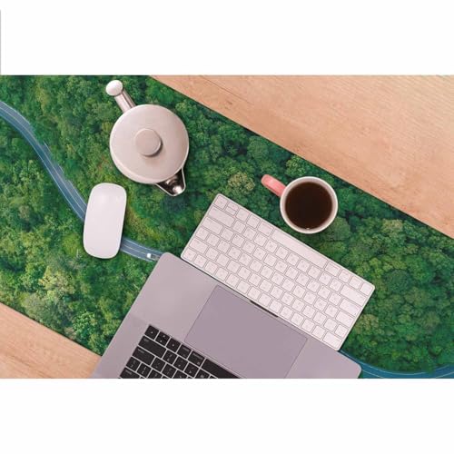 Greenery and Road Large Gaming Mouse Pad Lush Green Forests Natural Tree Long Mousepad Keyboard Mat for Desk,Office,Home 35.4"X15.7" - color: Greenery and road