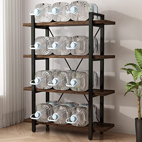 4 Tier Bookshelf Solid Wood Bookcase and Book Shelves Wood and Metal Shelving Rustic Open Bookshelf Office,Distressed Brown (AY-02-4Tier) - size: 4Tier