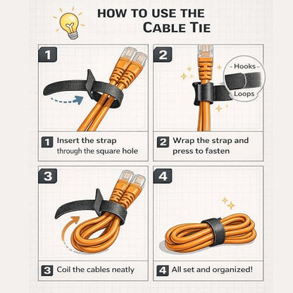 130 PCS Reusable Cable Ties 6 Inch Hook & Loop Cable Management Straps | Keeps Cords Organized Easy to Adjust