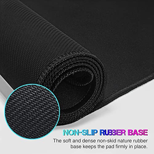 ETZ Large Gaming Mouse Pad,31.5 x 11.8 × 0.12 in with Stitched Edges,Extended Mousepad,Durable Non-Slip Natural Rubber Base,Washable Keyboard Pad,Desk Pad for Gamer,Office & Home,Black. - color: Black