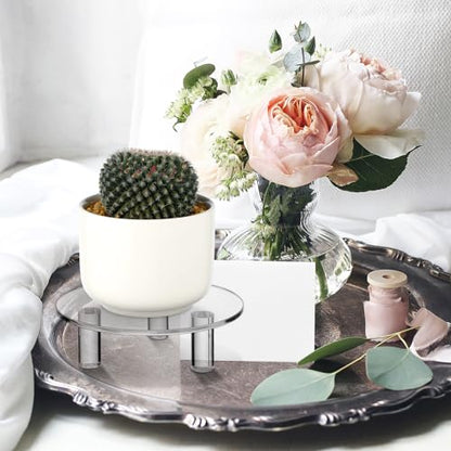 3 Pcs Acrylic Risers Round 5″ Clear Display Stands Small Cake Candle Plant Jewelry Rings Earrings Figurines Stand for Centerpieces Decor Collectibles Table Organizer - size: 5”