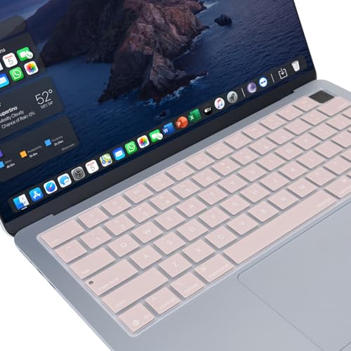 MOSISO Keyboard Cover Skin Compatible with MacBook Air 13.6 inch 2025 M4 A3240/Air 15 inch 2025 M4 A3241/Pro 14 inch 2025 M5 A3434, Rose Quartz - color: Rose Quartz