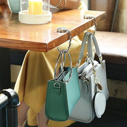 Folding Handbag Hanger - Portable Bag Holder, Women's Bag Table Hanger Hook（1Pack-AMarble） - color: 1Pack-AMarble