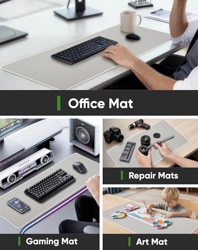 ALOANES Waterproof Gaming Mousepad Large Mouse Mat Non-Slip Rubber Base | Beige Grain Jacquard Surface Keyboard Desk Mat for Computer Office& Home XXL 35.43"x15.74"x0.12" - color: 01- Pro Beige, size: 35.4L x 15.7W inches
