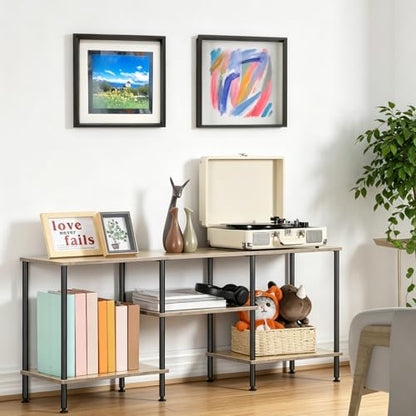 50 Inch TV Stand for Living Room Small Entertainment Center with Storage Shelves Farmhouse 3 Tier TV Console Table Bedroom TV Media Cabinet for 50 43 40 32 Inch, Grey - color: Grey
