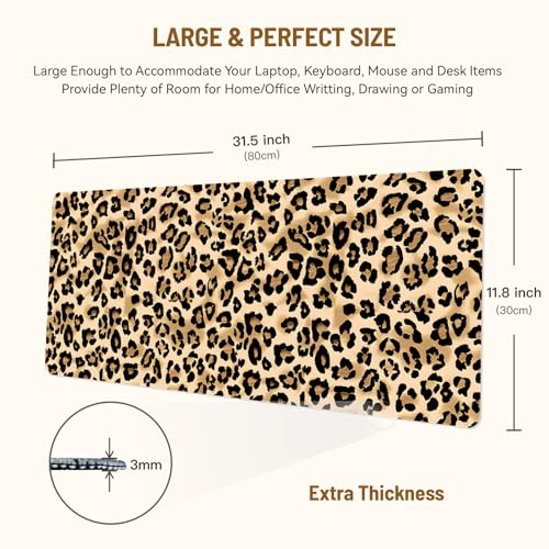 Mousepad Desk Mat Gaming Large Keyboard Cute Office Desktop Computer Laptop XXL Long Big Kawaii Aesthetic Girly Pretty Design Women Girl Gamer Oversized Wide 30x12'' Mousepad, Leopard - color: Leopard