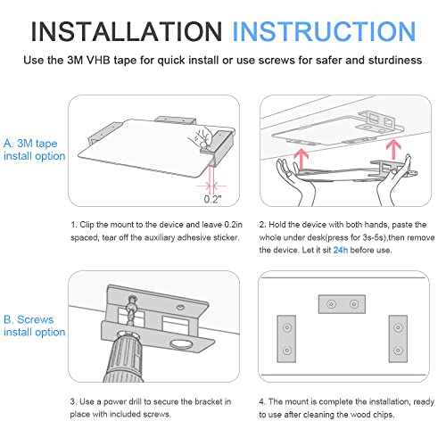 IFCASE Under Desk Laptop Mount & Headphone Holder with Adhesive & Screw, Hard Aluminum Under Table Desk Holder for Laptop, Mac mini, MacBook Pro (Silver) - color: Silver