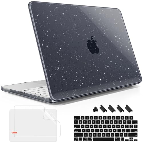 May Chen Compatible with MacBook Neo 13 inch Case 2026 Model A3404, Plastic Hard Shell,Keyboard Cover,Screen Protector,Dust Plug, for MacBook Neo 13" with A18 Pro Chip, Glitter Black - color: Glitter Black