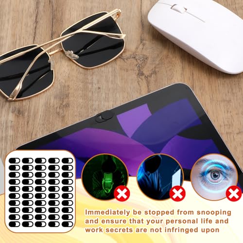 50 Pcs Webcam Cover Slide, 0.023 Inch Ultra-Thin Universal Camera Privacy Cover Black Phone Camera Covers Slide for Phone, Laptop, Computer