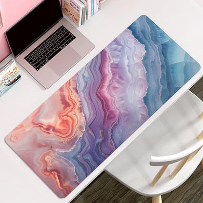 Geode Agate Aesthetics Mouse Pad Desk Mat Large Desk Pad Alfombrilla para Mouse Computer Pad Long Mousepad with Stitched Edge Non-Slip Rubber Base for Office School Home (27.5X11.8 in) - color: geode agate