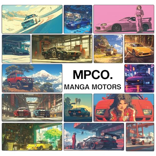 MPCO. Manga Motors Large Gaming Desk Pad - 36" x 17" Duraglyde Fabric Megumis-Mustangs Desk Mats - Washable, Smooth Glide for Precision Gaming & Work - color: DuraGlyde Megumis-Mustangs