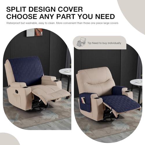 VANSOFY Recliner Chair Covers 100% Waterproof Backrest Cover Reclining Cover Non-Slip Dog Chair Cover Furniture Protector Washable Slipcover Elastic Straps for Pets, Dogs(Dark Blue) - color: Dark Blue