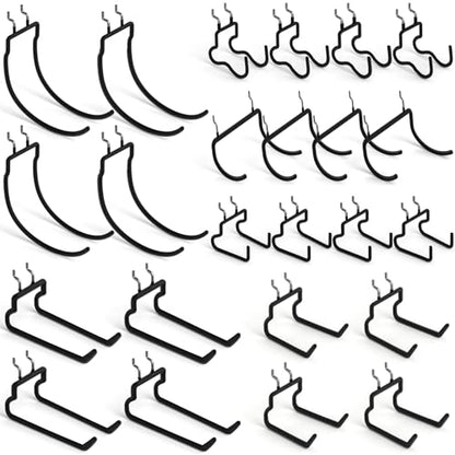INCLY 24 Pack Heavy Duty Pegboard Hooks, 1/4" Pegboard Drill Holder Tool Utility Hooks, Peg Board Tool Hangers Accessories for Hanging Power Tools, Drill, Hammer, Workbench, Garage - size: 24 Pack