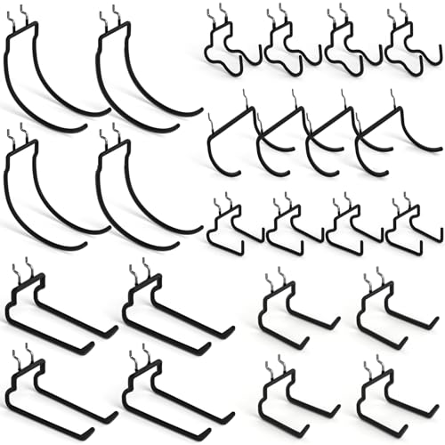 INCLY 24 Pack Heavy Duty Pegboard Hooks, 1/4" Pegboard Drill Holder Tool Utility Hooks, Peg Board Tool Hangers Accessories for Hanging Power Tools, Drill, Hammer, Workbench, Garage - size: 24 Pack