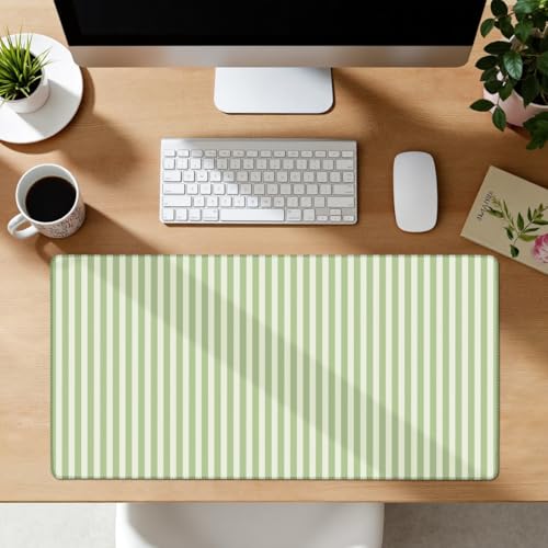 Green Striped Desk Mat Cute Pastel XXL Large Gaming Mouse Pad Desk Pad Kawaii Aesthetic Home Office Decor Cozy Keyboard Laptop Computer Mat - color: A2- Green