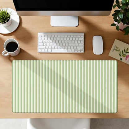 Green Striped Desk Mat Cute Pastel XXL Large Gaming Mouse Pad Desk Pad Kawaii Aesthetic Home Office Decor Cozy Keyboard Laptop Computer Mat - color: A2- Green