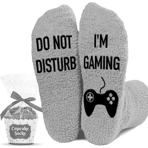 Gamers Gifts for Men, Boys - Gifts for Gamers - Gaming Socks, Stocking Stuffers for Men, Boyfriend, Son Gaming Novelty Socks - color: Grey
