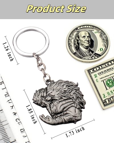 MEETCUTE Elden Keychain, Cool Elden Key Ring for Men and Women Cosplay Accessories for Gamers and Fans - C