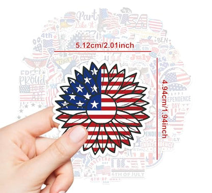 USA Independence Day 150th Anniversary Stickers Pack, 4th of July 50PCS Patriotic Vinyl Stickers for Water Bottles, Laptops, Scrapbooks, Party Favors & Gifts - style: Independence Day Stickers