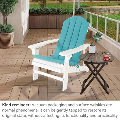 Adirondack Chair Cushion Set of 2 Indoor Outdoor Furniture Cushions Rocking Chair Cushions with Straps Replacement Folding Patio Chair Pad,19.7x18.9x1.5 Inch（Blue） - color: Blue
