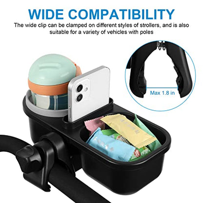 Accmor Stroller Cup Holder with Tray, Universal Cup Holder Tray for Uppababy Nuna Doona Strollers, Bottle Drinks Holder for Stroller, Wheelchair, Walker - style: Tray-3 in-1-Grey