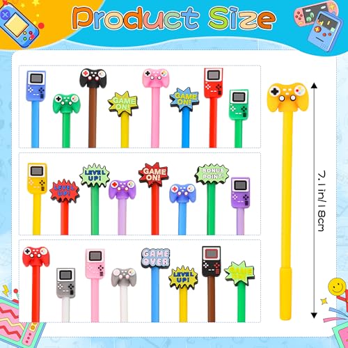 LiYiQ 25 Pcs Video Game Party Favors Cartoon Cute Fun Pens Kawaii Games Handle Level Up Games Console Shape Gel Black Ink Pen Cute Video Game Pens for Office Home Present