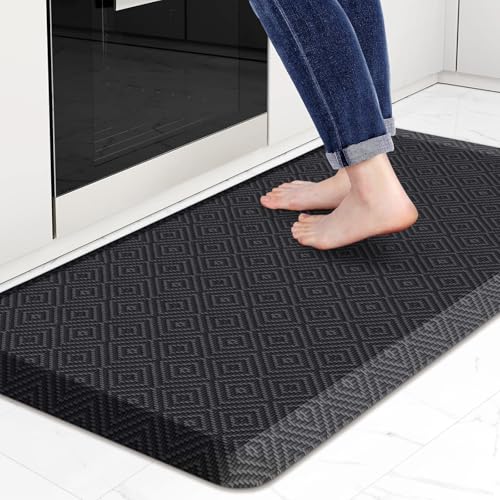 Mattitude 4/5 Inch Thick Kitchen Mat Cushioned Anti-Fatigue Floor Mat Water Resistant Non-Slip Mats and Rugs Standing and Comfort Desk Mats for House Sink Office Laundry (Black, 20"x39") - color: Black, size: 39"L x 20"W x 0.8"Th