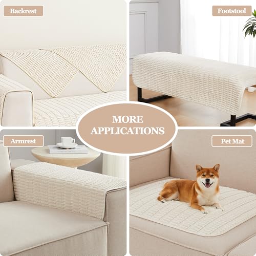 Sofa Armrest Cover Couch Arm Cover Armchair Covers, 2pcs Anti-Slip Couch Arm Protectors Sofa Arm Covers (Cream White, 18x26x2pcs) - color: Cream White, size: 18x26 inch (2 pcs)
