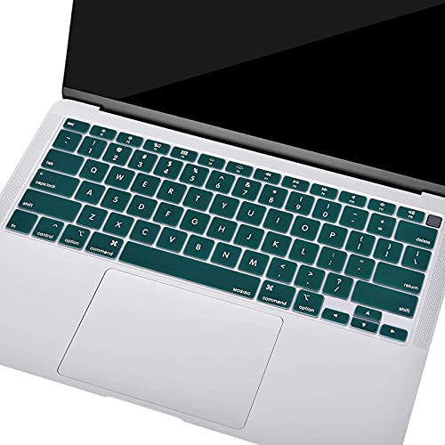 MOSISO Keyboard Cover Compatible with MacBook Air 13 inch 2022 2021 2020 Release A2337 M1 A2179 Retina Display with Touch ID Backlit Magic Keyboard, Waterproof Protective Silicone Skin, Deep Teal - color: Deep Teal