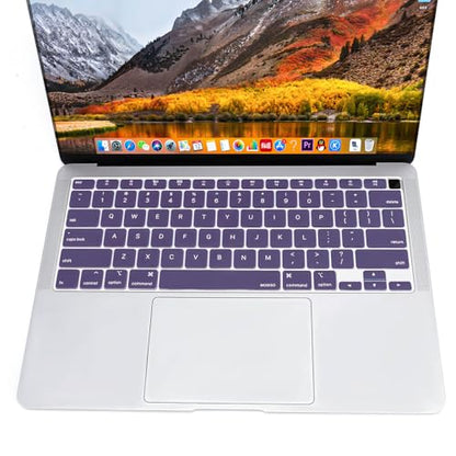 MOSISO Keyboard Cover Compatible with MacBook Air 13 inch 2022 2021 2020 Release A2337 M1 A2179 Retina Display with Touch ID Backlit Magic Keyboard, Waterproof Protective Silicone Skin,Imperial Purple - color: Imperial Purple
