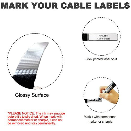 Mr-Label -1/2" Write on Cinch Straps - Reusable Fastening Cable Ties - Identify Quickly Cord Labels – Cable Organizer- for Data Centers|Telecom|MRO| Audio/Video Applications (20) - color: T Black, size: 20 Piece