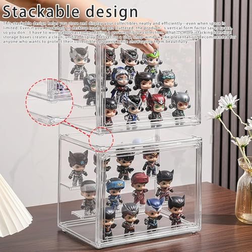 Clear Acrylic Display Case for Figures (Set（2 Pack）, 7.1"+14.2") - color: Set（2 Pack）, size: 7.1"+14.2"