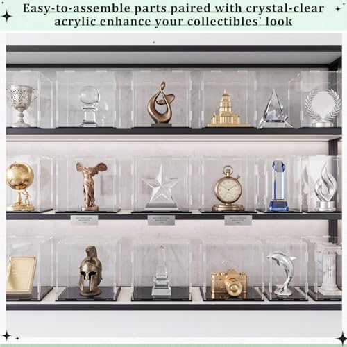 Yungyan 1 Pack Clear Self-Assembly Acrylic Display Case Transparent Dust Proof Protection Showcase for Figurine Collectibles Basketball Soccer Football Helmet (4 x 4 x 4 Inch) - size: 4 x 4 x 4 Inch