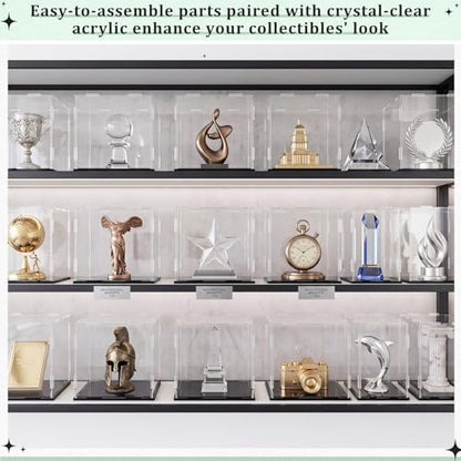 Yungyan 1 Pack Clear Self-Assembly Acrylic Display Case Transparent Dust Proof Protection Showcase for Figurine Collectibles Basketball Soccer Football Helmet (4 x 4 x 4 Inch) - size: 4 x 4 x 4 Inch