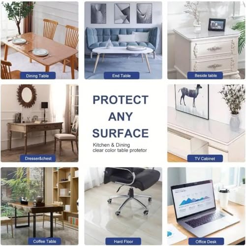 Clear Desk Mat 38 x 72 Inch, 1.5mm Thick Clear Table Protector, Protector for Dining Room Table, Waterproof Vinyl Tablecloth Pad Mat for Kitchen, Dresser, Writing Desk - size: 72" x 38"